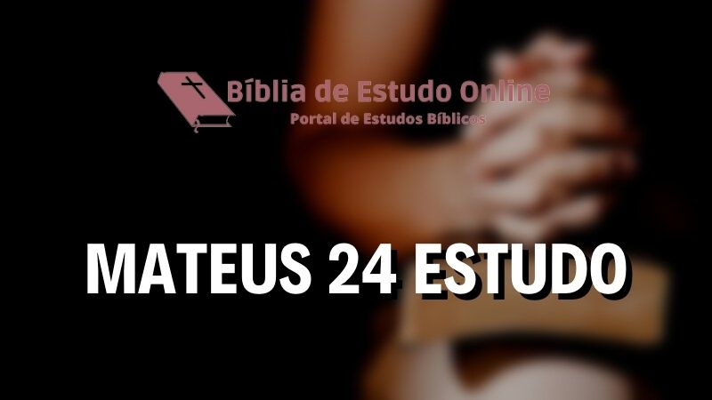 Escrito na imagem: Mateus 24 Estudo e a logo do site. Como imagem de fundo, uma pessoa com uma bíblia no colo.